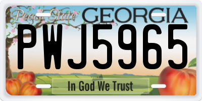 GA license plate PWJ5965