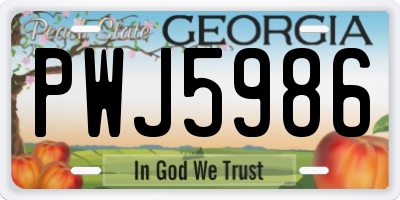 GA license plate PWJ5986
