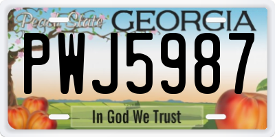 GA license plate PWJ5987