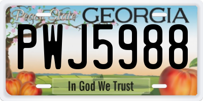 GA license plate PWJ5988
