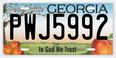 GA license plate PWJ5992