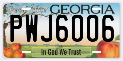 GA license plate PWJ6006