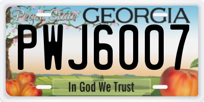 GA license plate PWJ6007
