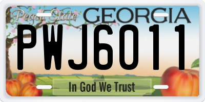 GA license plate PWJ6011