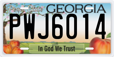 GA license plate PWJ6014