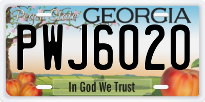 GA license plate PWJ6020