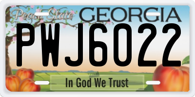 GA license plate PWJ6022