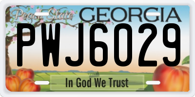 GA license plate PWJ6029