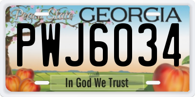 GA license plate PWJ6034