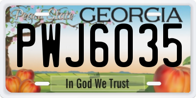 GA license plate PWJ6035