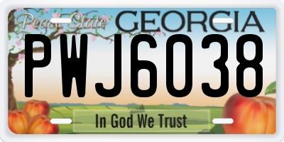 GA license plate PWJ6038