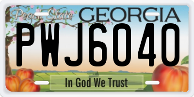 GA license plate PWJ6040