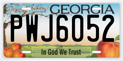 GA license plate PWJ6052