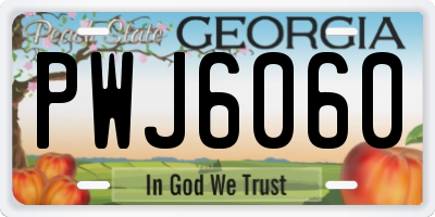 GA license plate PWJ6060
