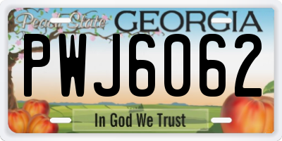 GA license plate PWJ6062