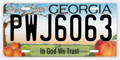 GA license plate PWJ6063
