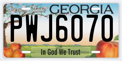 GA license plate PWJ6070