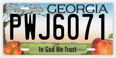 GA license plate PWJ6071