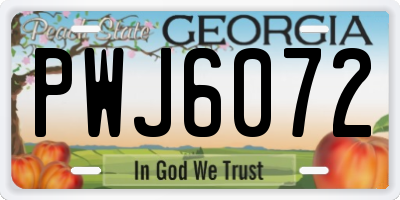 GA license plate PWJ6072