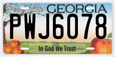 GA license plate PWJ6078
