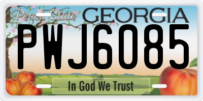 GA license plate PWJ6085