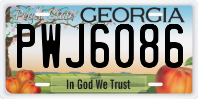 GA license plate PWJ6086
