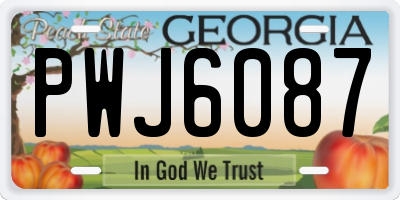 GA license plate PWJ6087