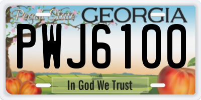 GA license plate PWJ6100