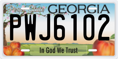 GA license plate PWJ6102