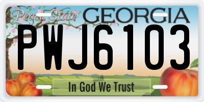 GA license plate PWJ6103