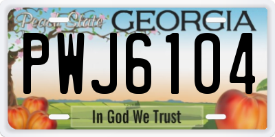 GA license plate PWJ6104