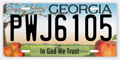 GA license plate PWJ6105
