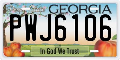 GA license plate PWJ6106