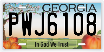 GA license plate PWJ6108