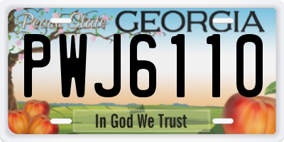 GA license plate PWJ6110