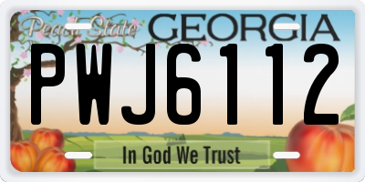 GA license plate PWJ6112