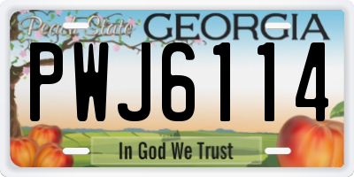 GA license plate PWJ6114