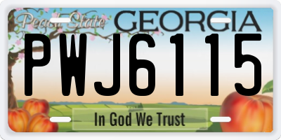 GA license plate PWJ6115