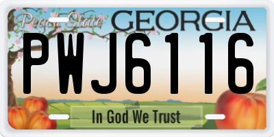 GA license plate PWJ6116