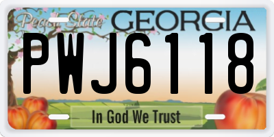 GA license plate PWJ6118