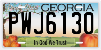 GA license plate PWJ6130