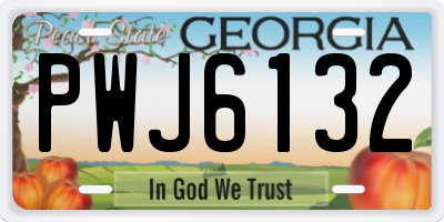 GA license plate PWJ6132