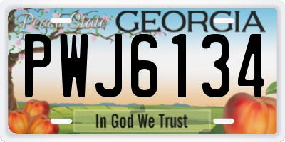 GA license plate PWJ6134