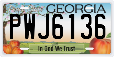 GA license plate PWJ6136
