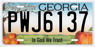 GA license plate PWJ6137