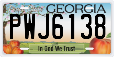 GA license plate PWJ6138