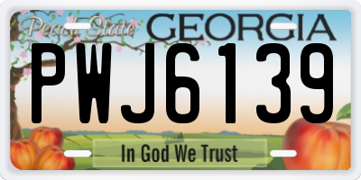 GA license plate PWJ6139