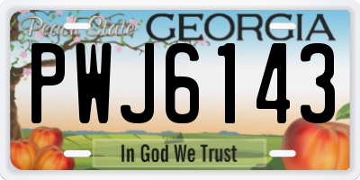 GA license plate PWJ6143