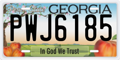 GA license plate PWJ6185