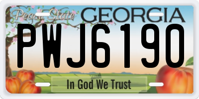 GA license plate PWJ6190